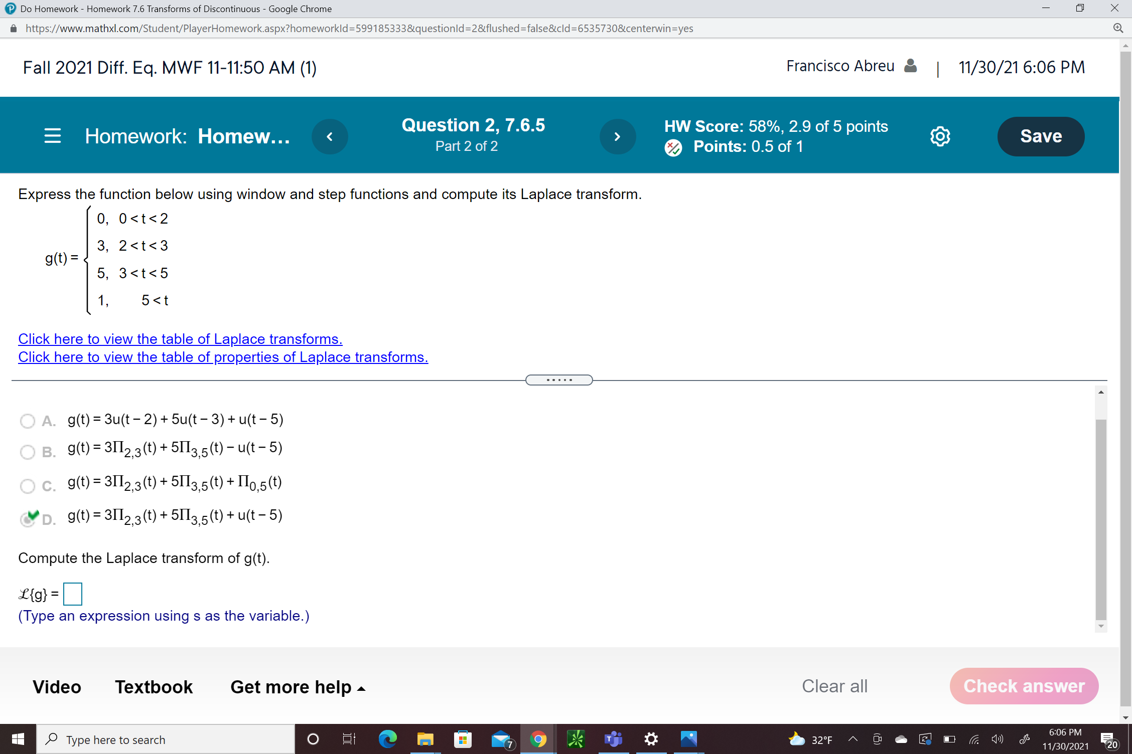 Do Homework - Homework 7.6 Transforms of