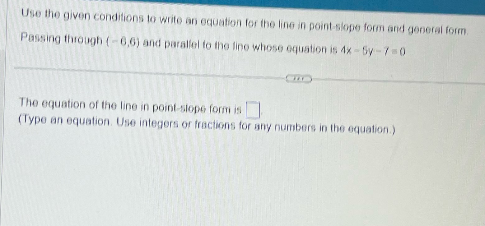 Help Use the given conditions to write an