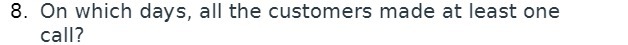 8. On which days, all the customers made at least