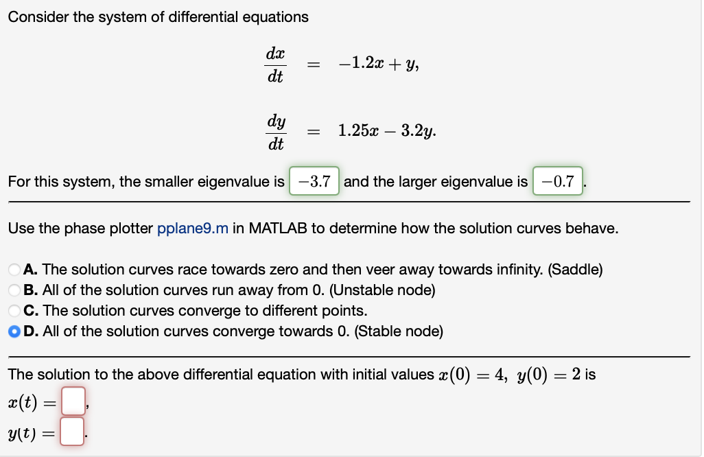 Consider the system of differential equations do