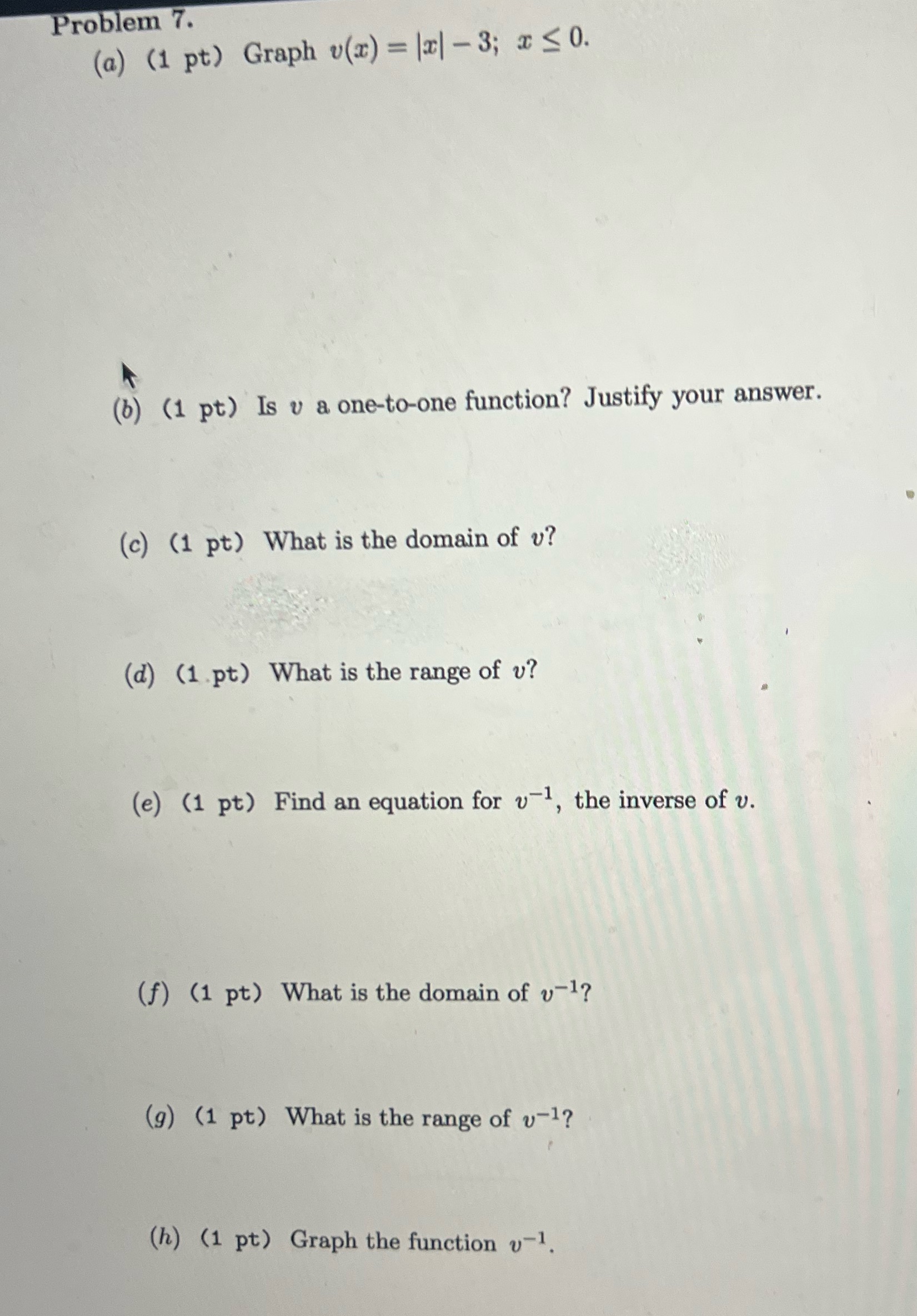 Problem 7. (a) (1 pt) Graph v(x) = (x| - 3; 1 50.