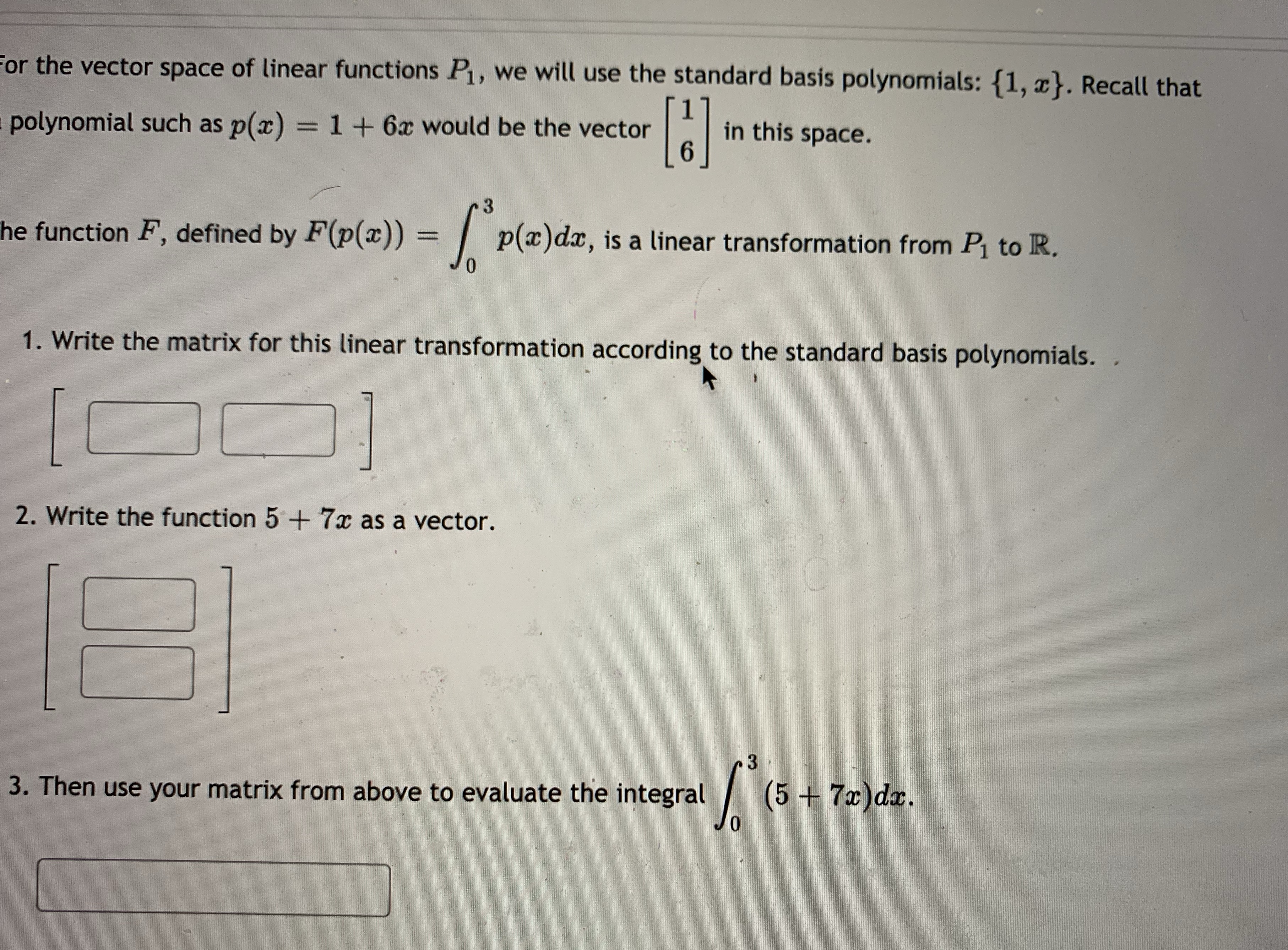 It is urgent or the vector space of linear