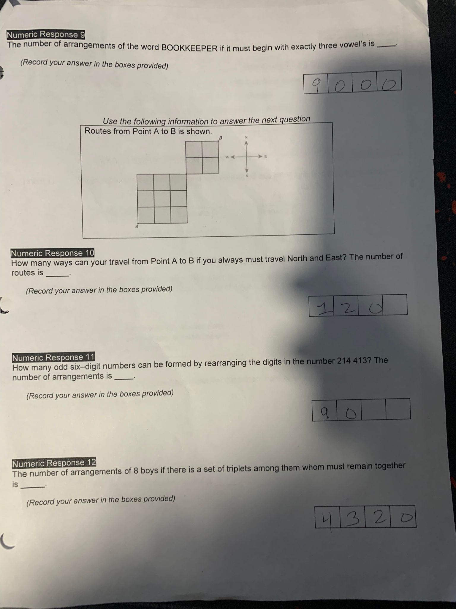 the answers are right show the work Numeric