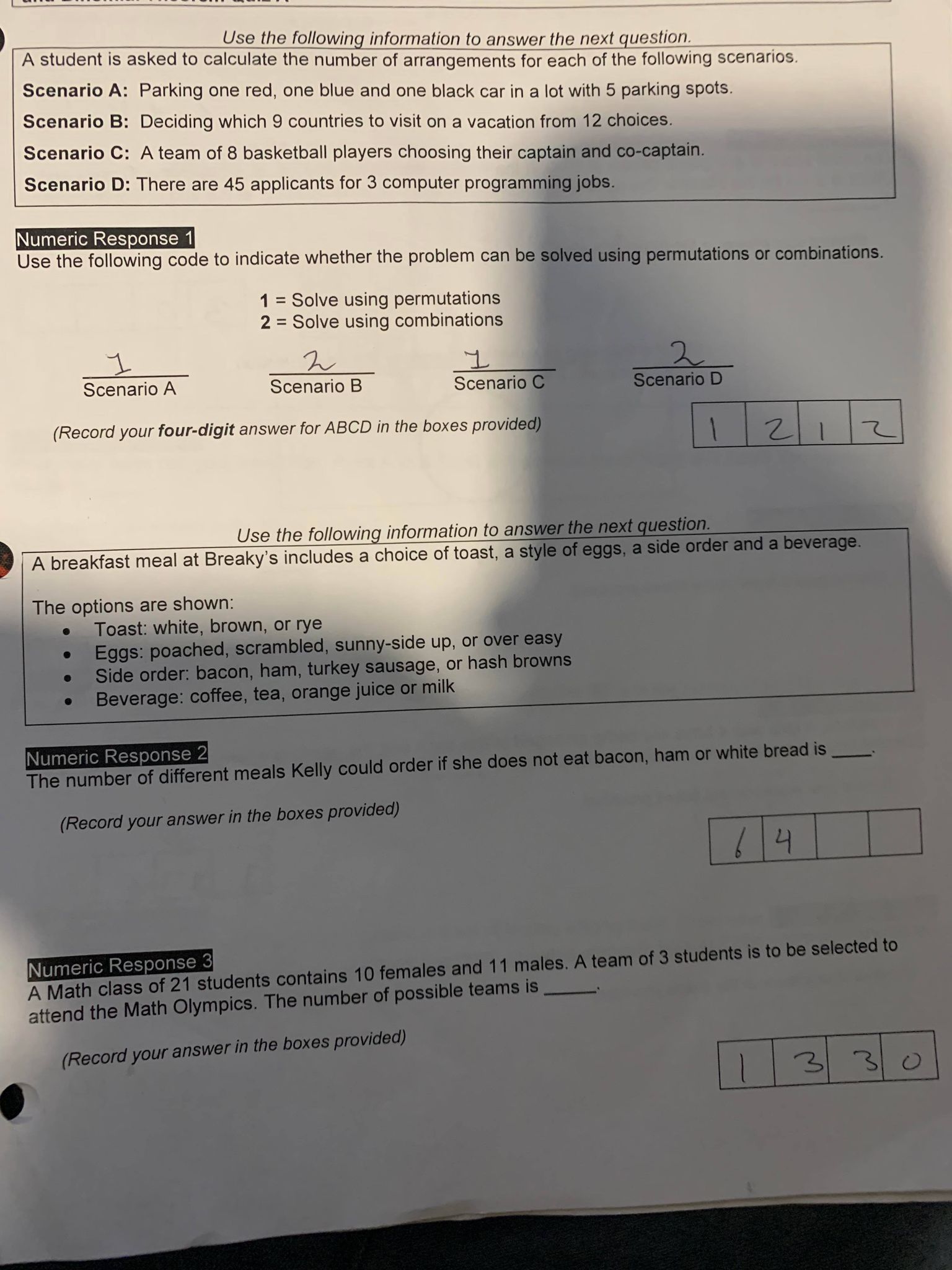 the answers are right show the work Numeric