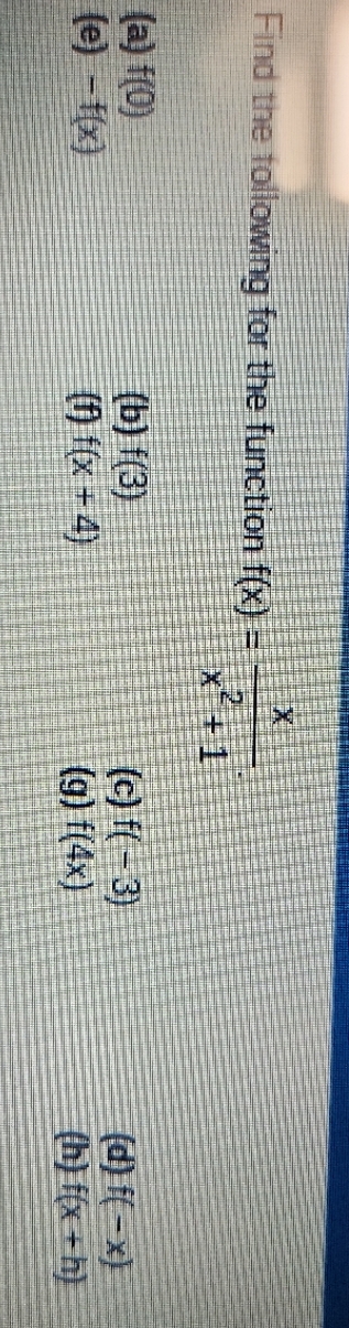 find the following functions Find the following