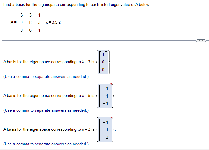 Find a basis for the eigenspace corresponding to