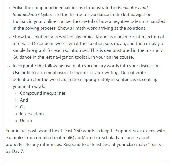 - Solve the compound inequalities as demonstrated