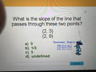 What is the slope of the line that passes through