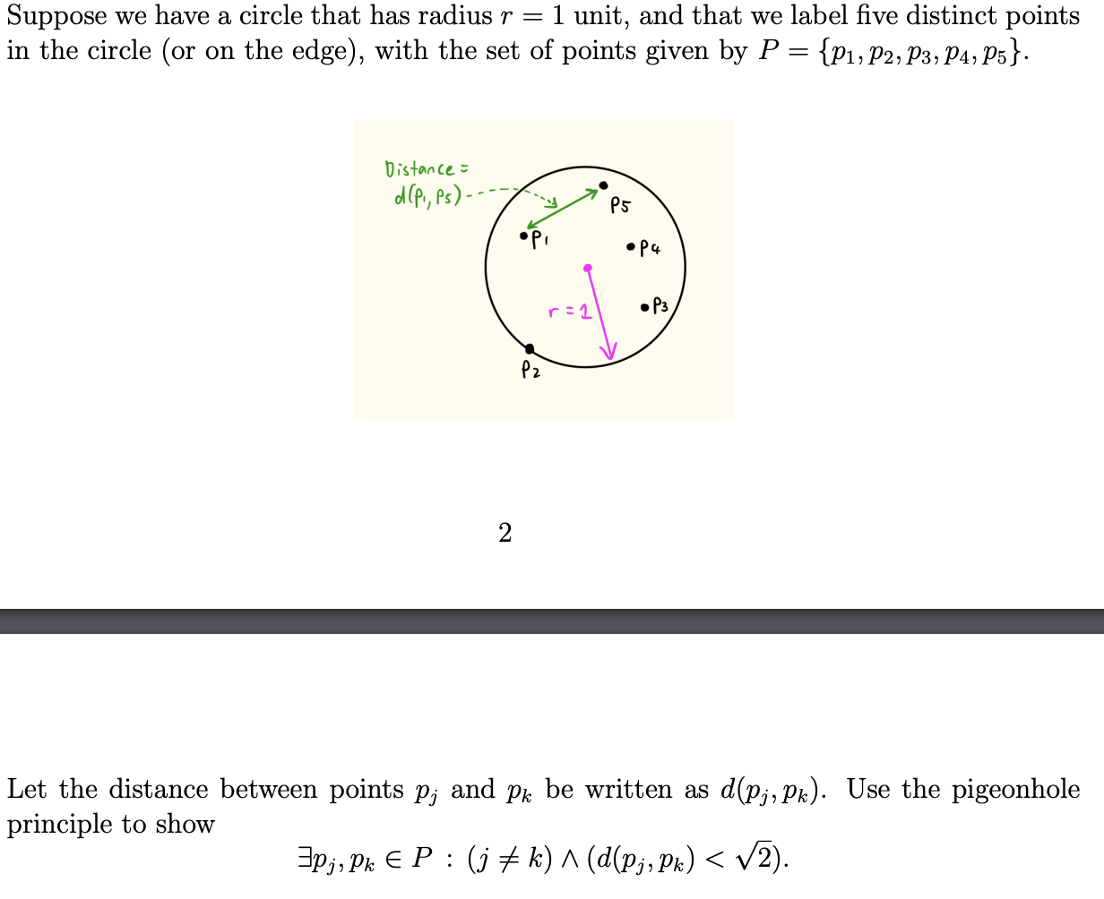 Suppose we have a circle that has radius r = 1