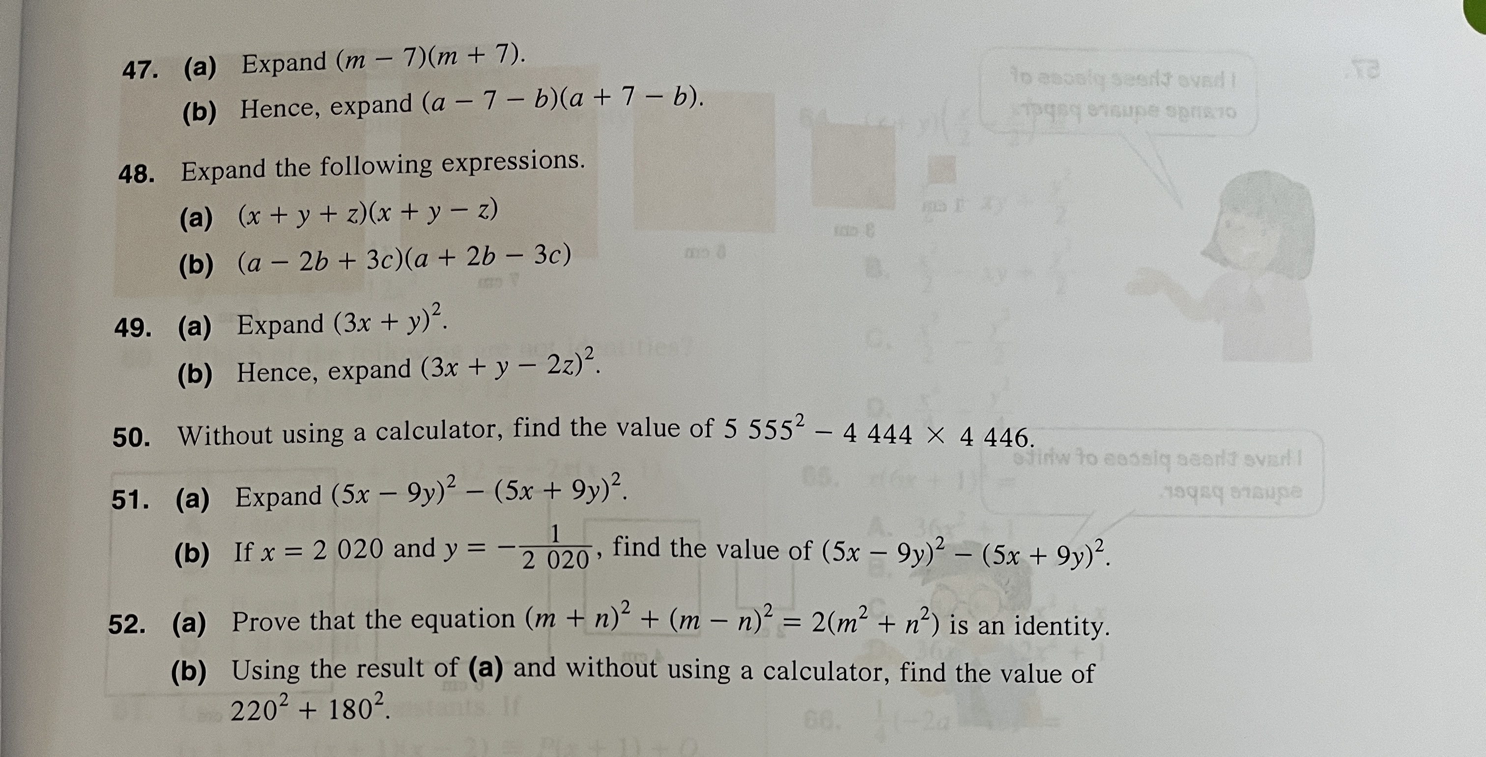 how to solve 47b. 51 and 52? thx 47. (a) Expand