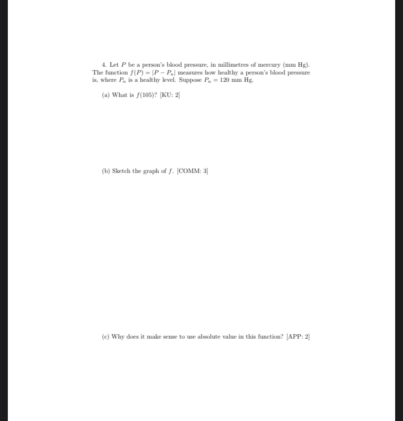 4. Let P be a person's blood pressure, in
