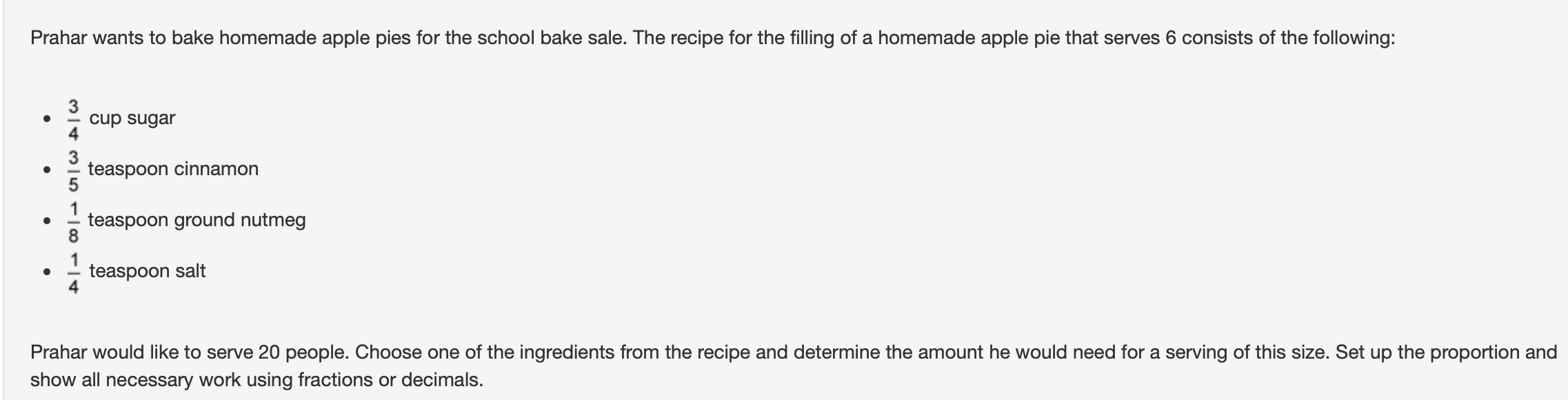 Prahar wants to bake homemade apple pies for the