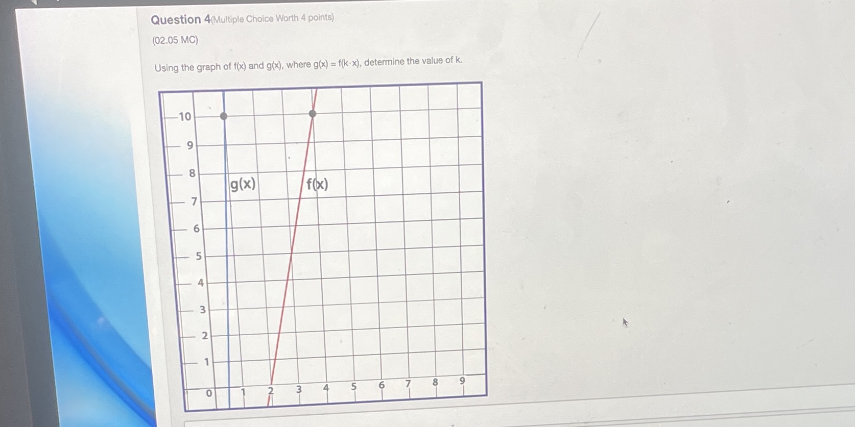 Using the graph of f(x) and g(x), where g(x) =