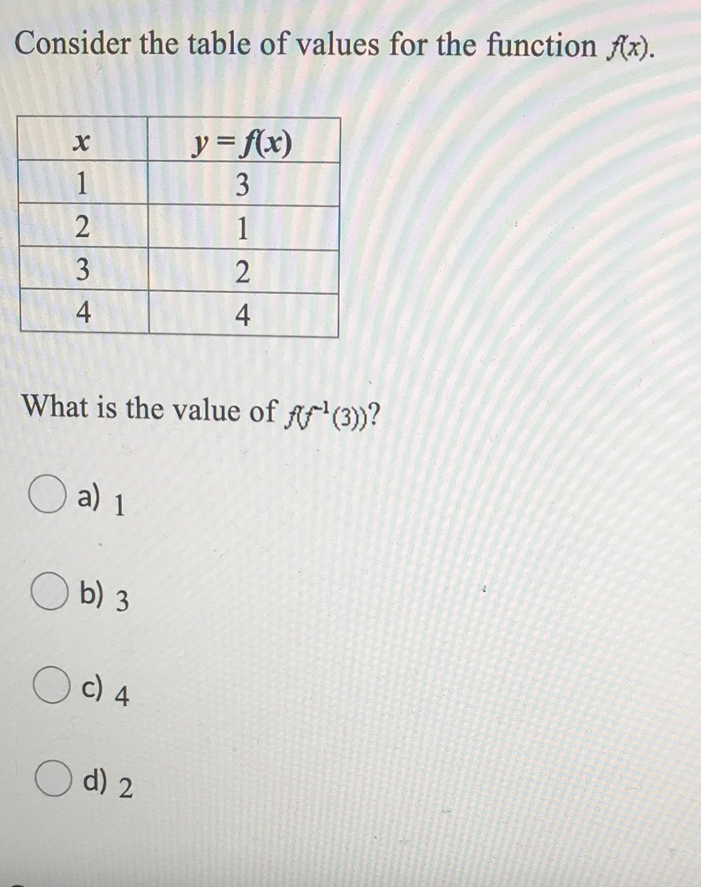 Can a tutor please help Consider the table of