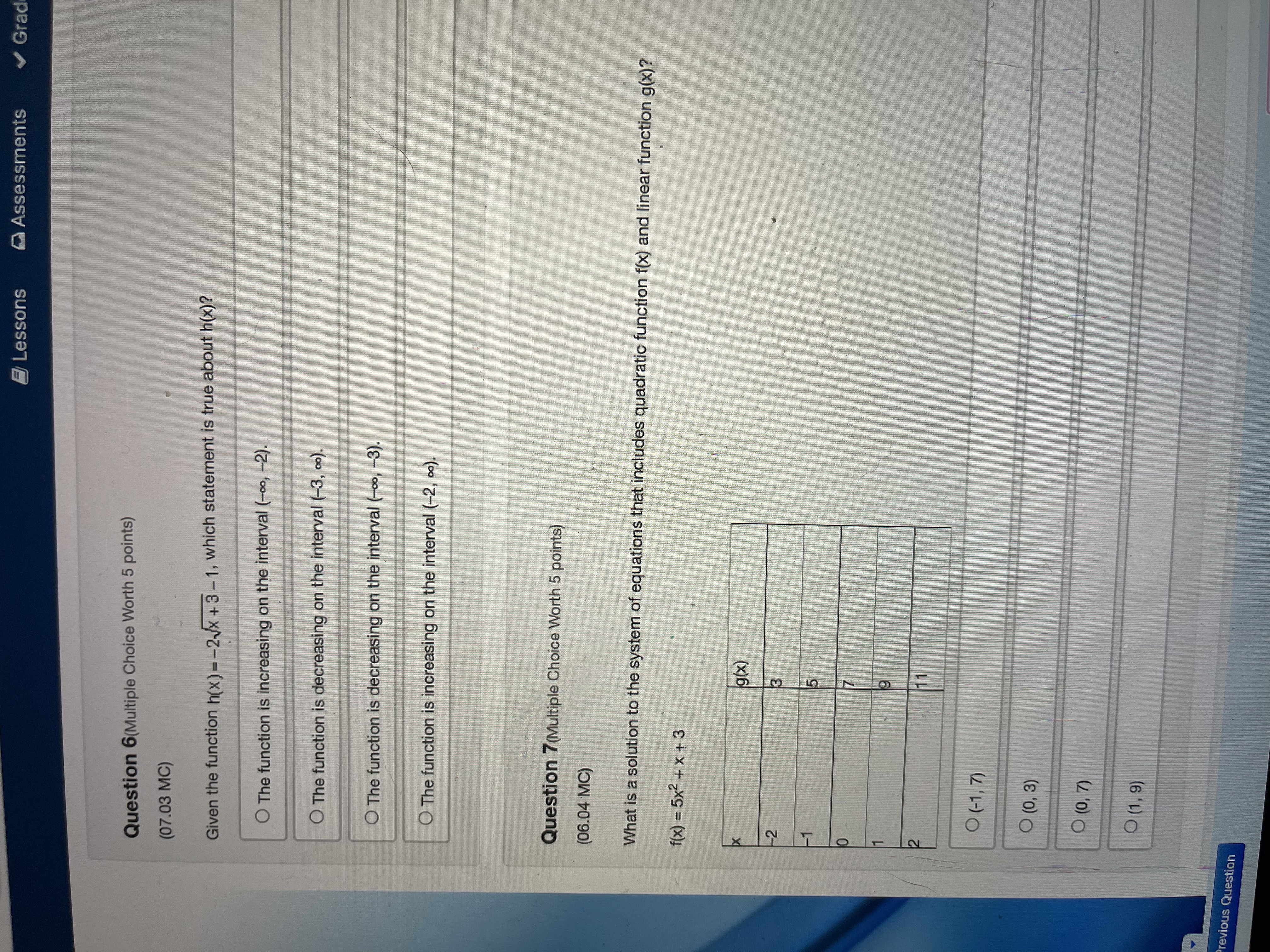 learn. tivs. Lessons Assessments Gra Question