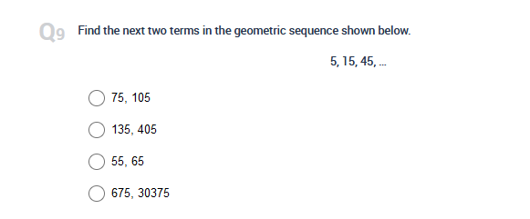 Q1 Find the next two terms in the geometric