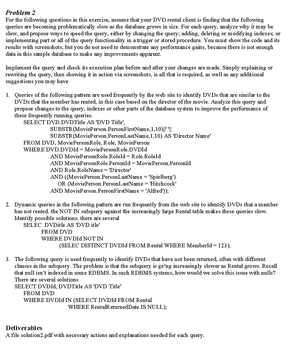 Problem 2 For the following questions in this