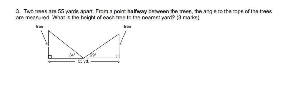 3. Two trees are 55 yards aparL From a point