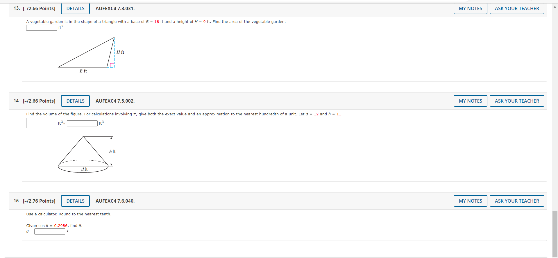 13. [-/2.66 Points] DETAILS XC4 7.3.031. MY NOTES