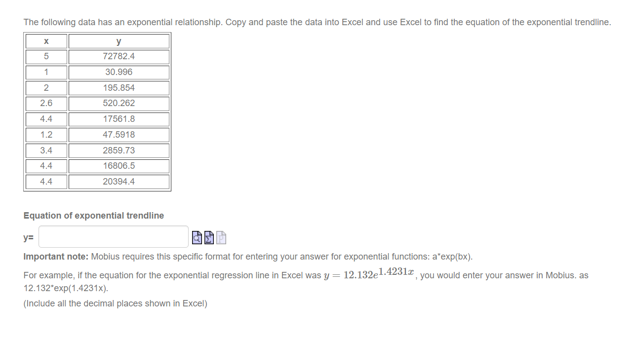 The following data has a linear relationship.