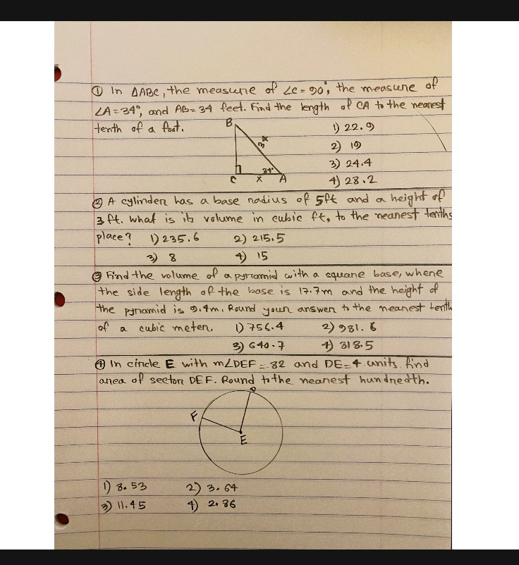 Help pls! I In AABe, the measure of ce=00, the