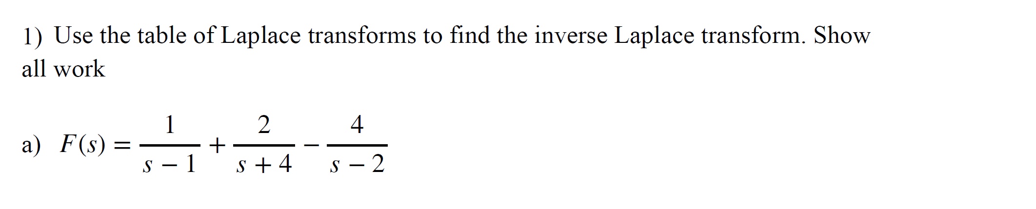 La Place Transform Question within Image: \f