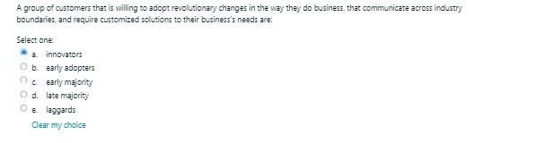 A group of customers that is willing to adopt