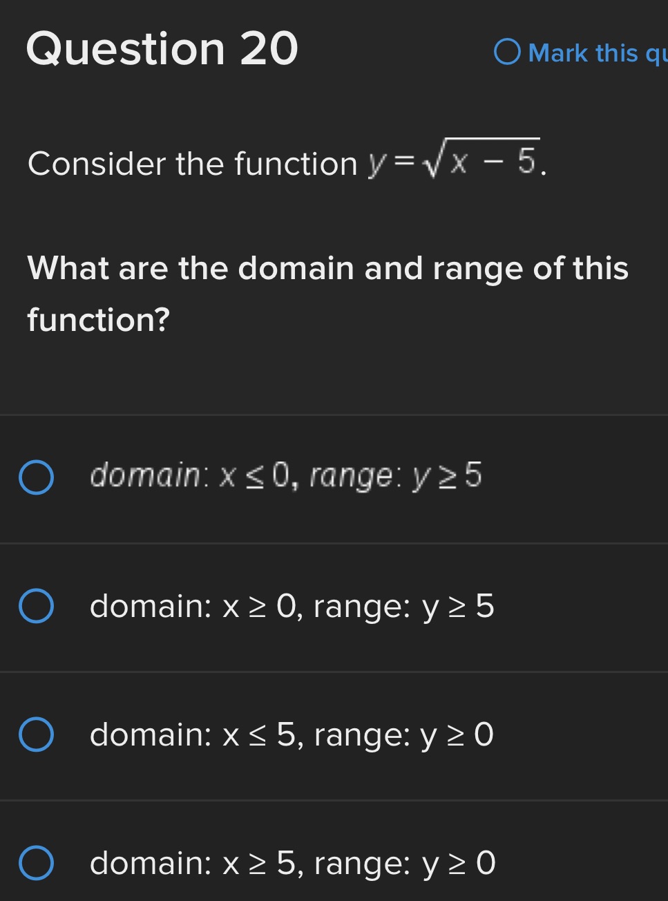 Question 20 Consider the function y=xf3: 5. What