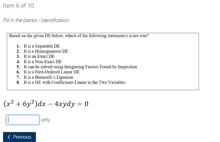 Input the number/s of your choices. Order doesn't