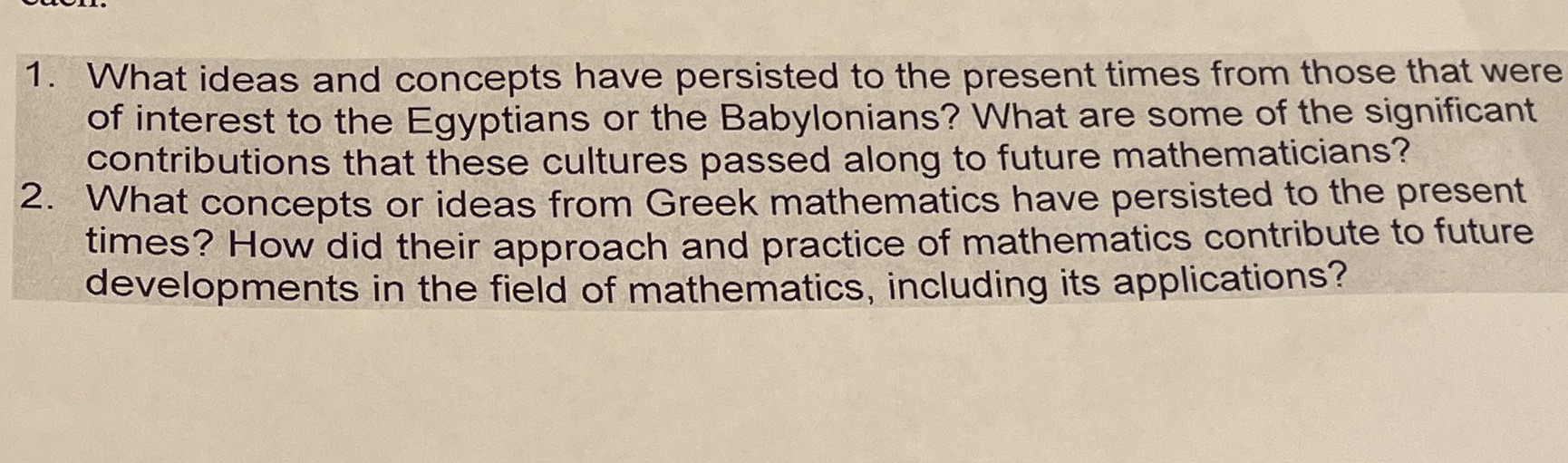 1. What ideas and concepts have persisted to the