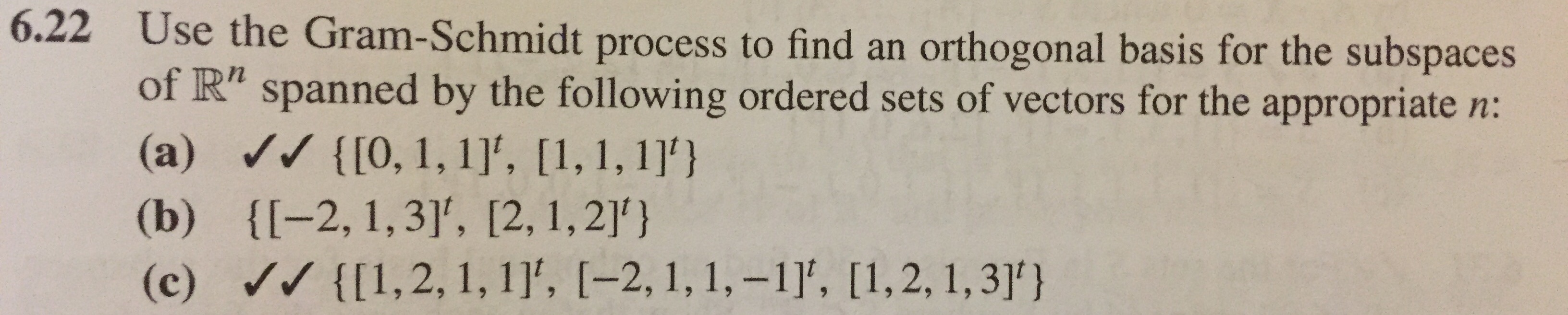 6.22 Use the Gram-Schmidt process to find an