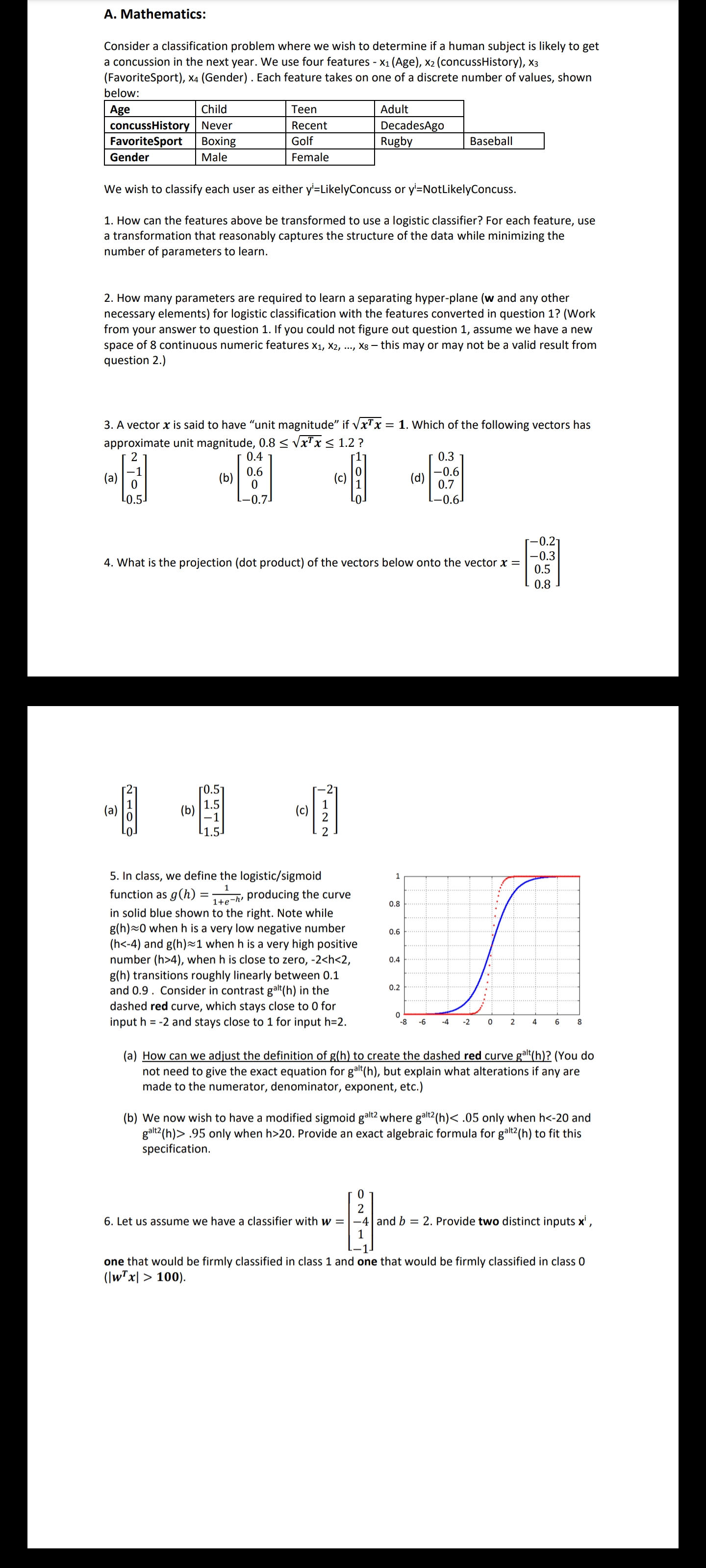 A. Mathematics: Consider a classification problem