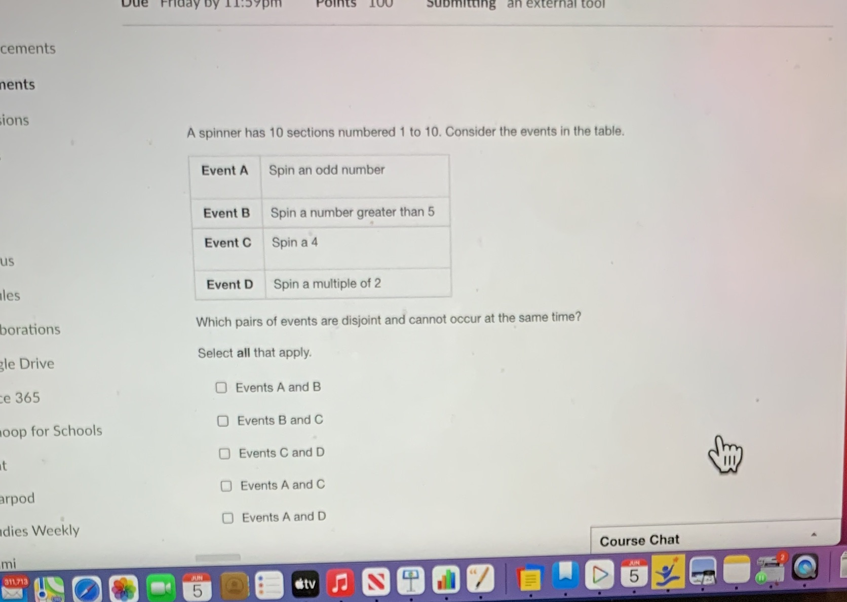 cements ments ions A spinner has 10 sections