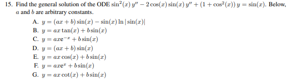 15. Find the general solution of the ODE