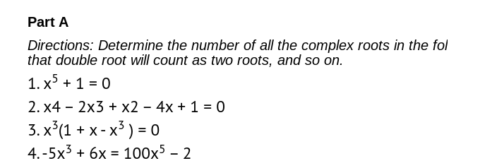 Part A Directions: Determine the number of at!
