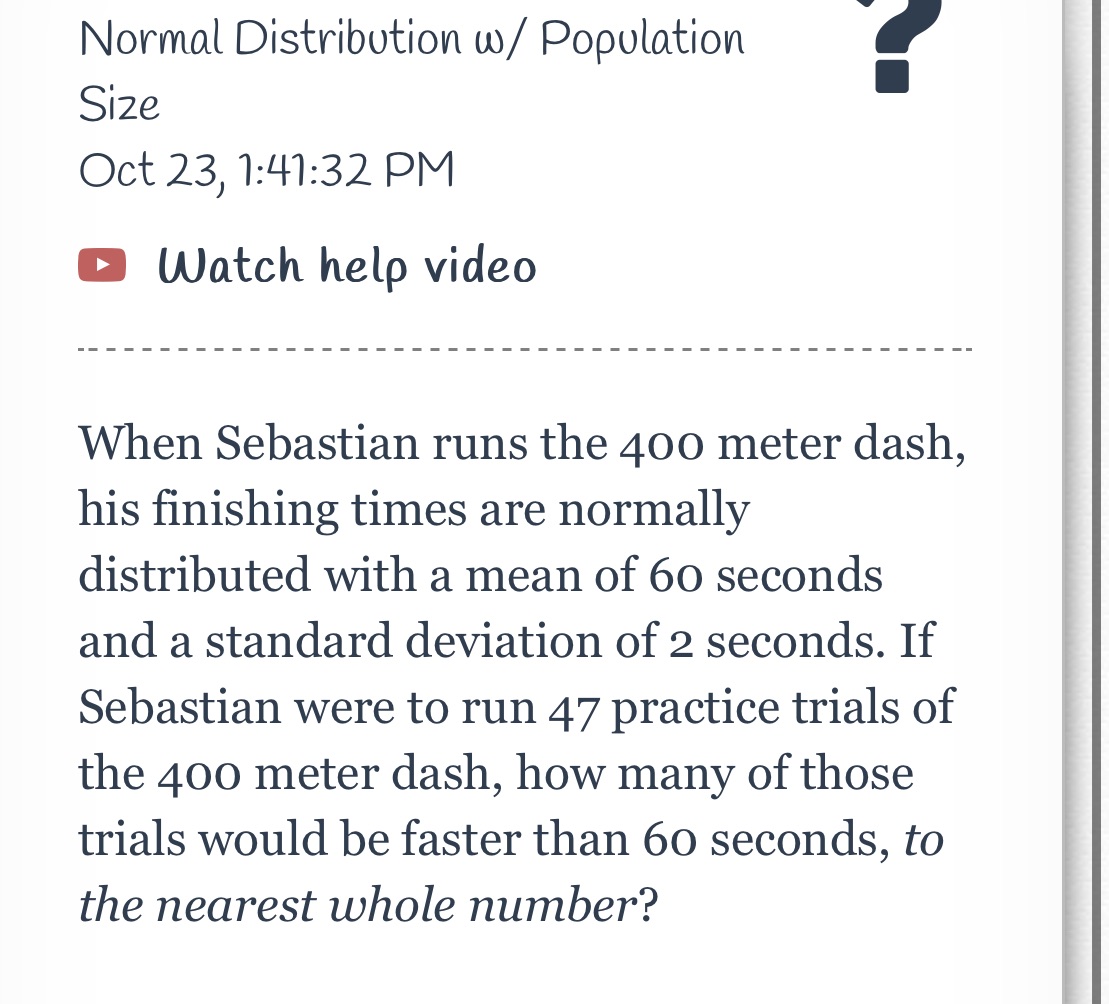Normal Distribution (10/ Population Size Oct 23)