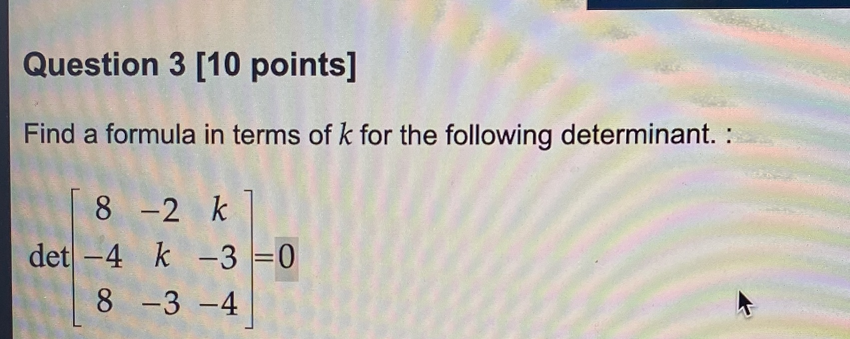 Question 3 [10 points] Find a formula in terms of
