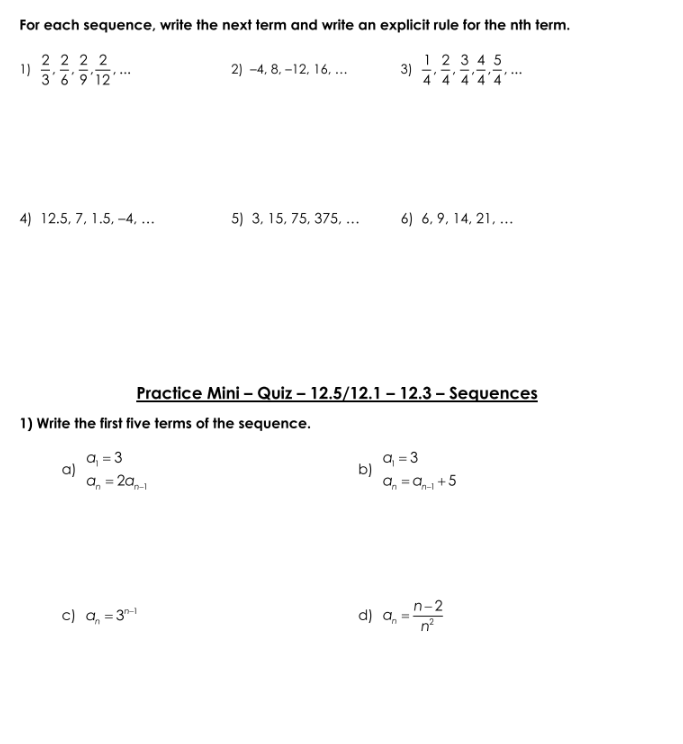 For each sequence, write the next term and write