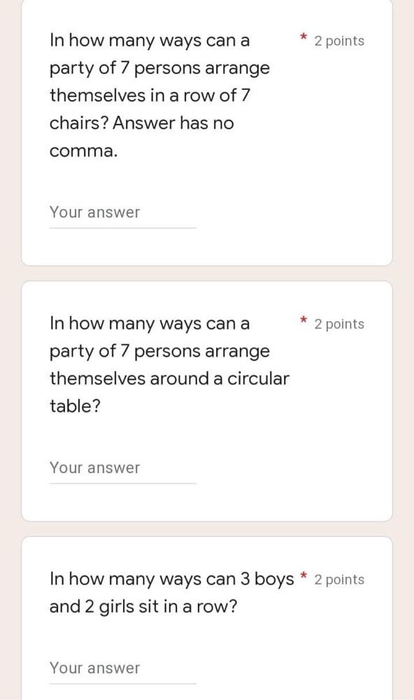 In how many ways can a * 2 points party of 7