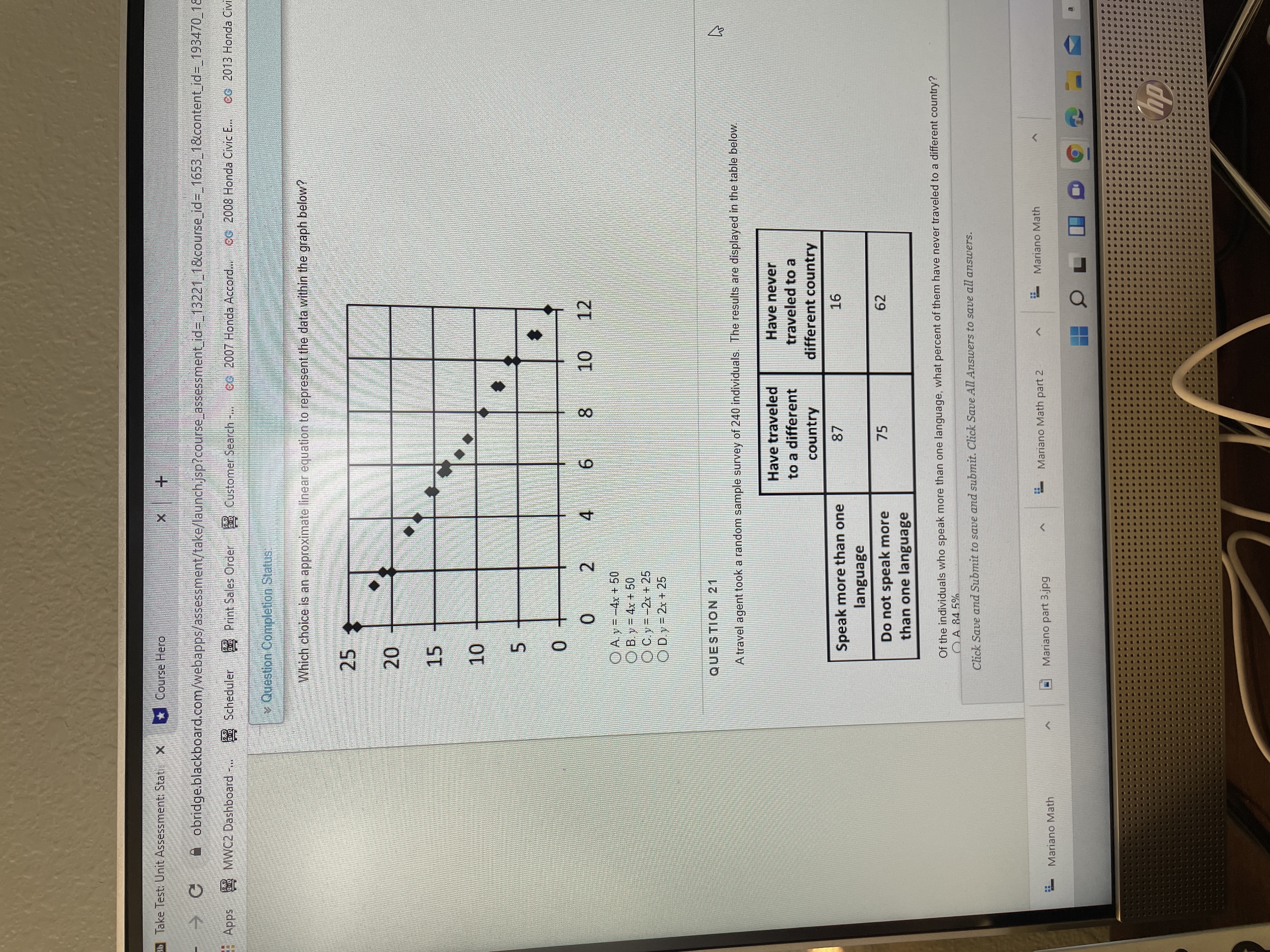 Take Test: Unit Assessment: Stat x Course Hero C