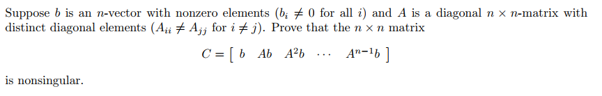 Suppose b is an n-vector with nonzero elements
