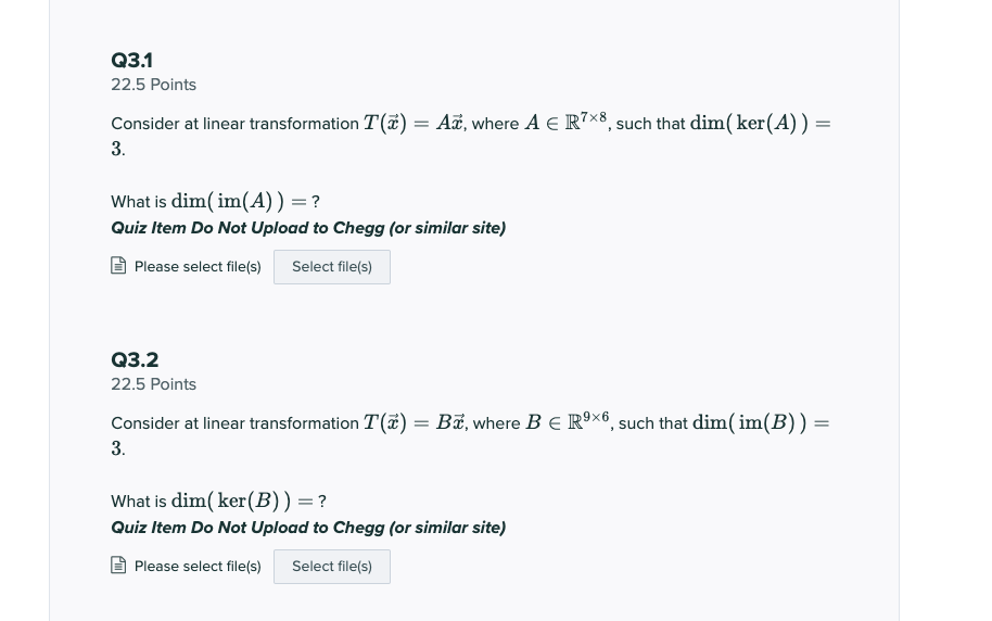 Q3.1 22.5 Points Consider at linear