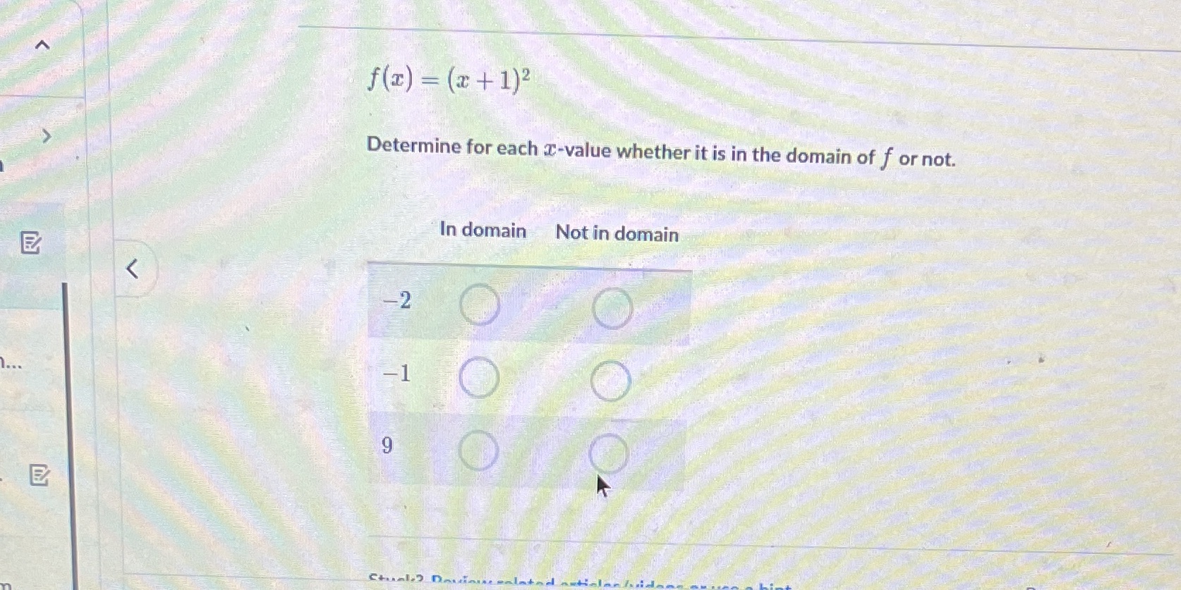 f(x) = (z + 1)2 Determine for each T-value