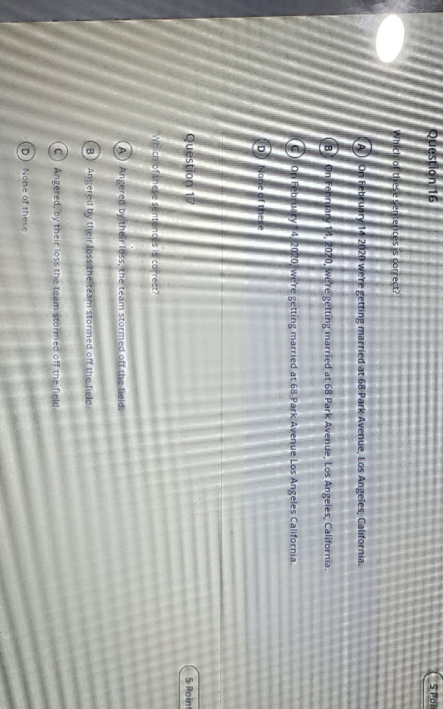 16 which if these sentences is correct. 17. which
