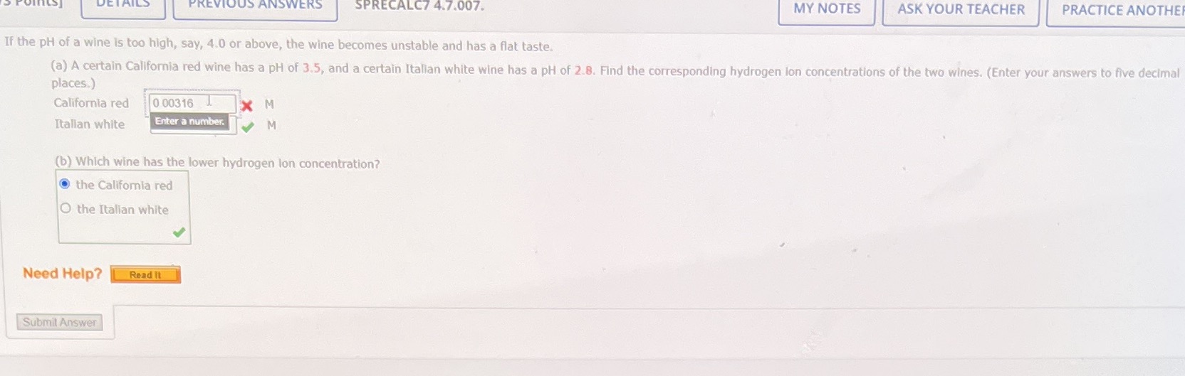 ANSWERS SPRECALC7 4.7.007. MY NOTES ASK YOUR