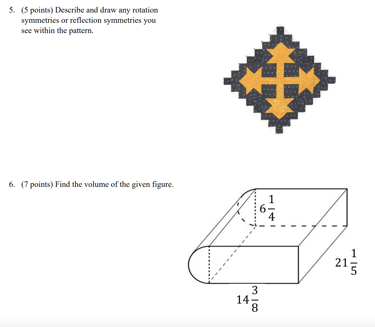 5. (5 points) Describe and draw any rotation