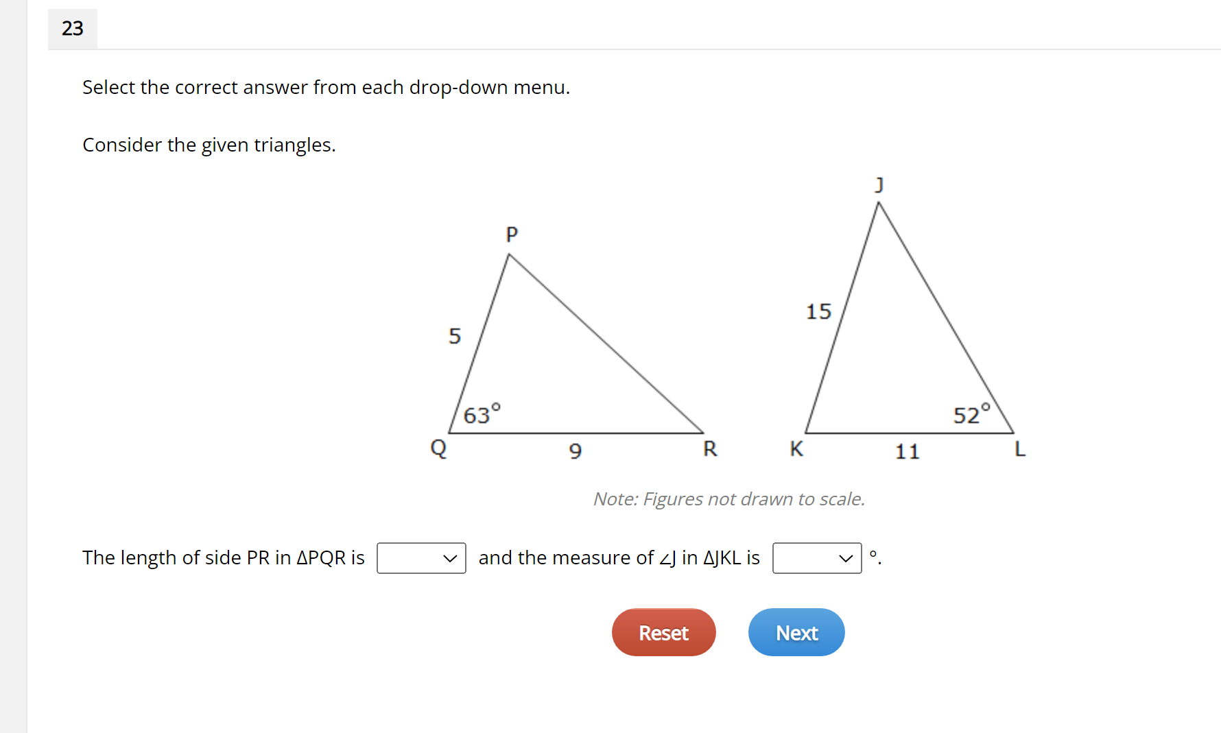 23 Select the correct answer from each drop-down