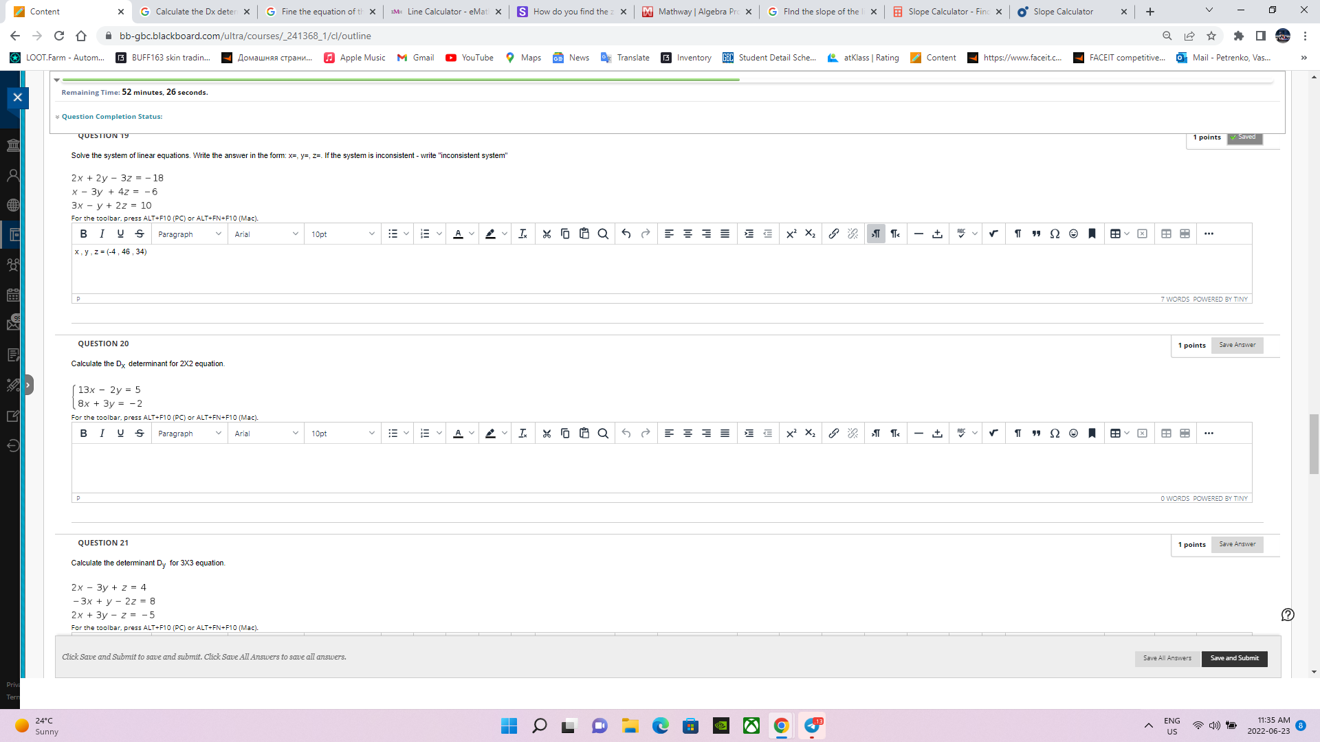 Content * G Calculate the Dx deter x G Fine the