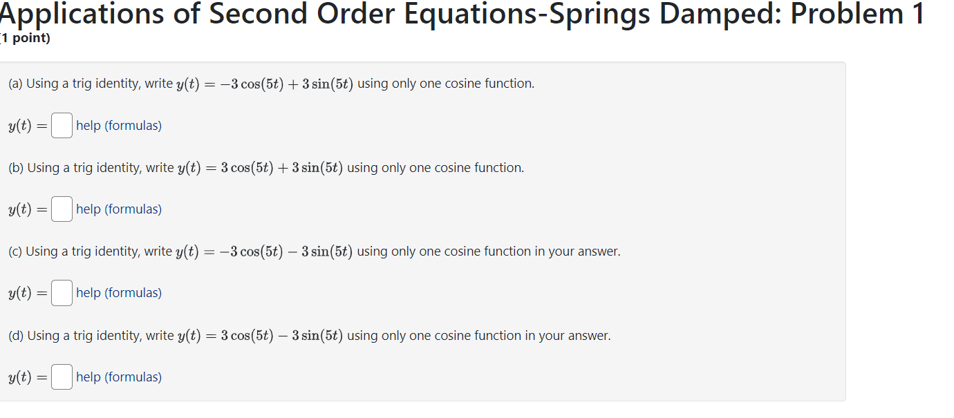 Applications of Second Order Equations-Springs