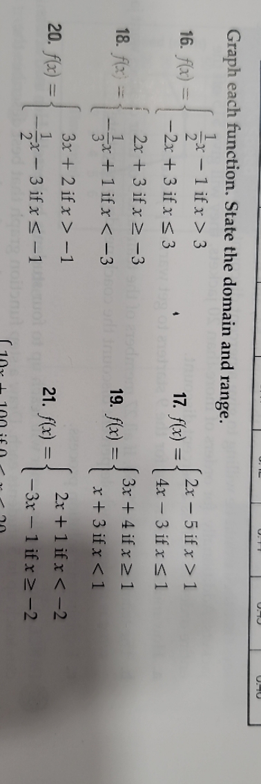 Graph each function. State the domain and range.